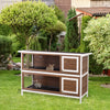 54" 2-Story Large Rabbit Hutch Bunny Cage Wooden Pet House with Lockable Doors, No Leak Tray and waterproof Roof for Outdoor/Indoor, Brown