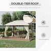 13' x 10' Patio Gazebo Outdoor Canopy Shelter with Sidewalls, Double Vented Roof, Steel Frame for Garden, Lawn, Backyard and Deck, Beige