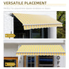 12' x 10' Manual Retractable Awning Outdoor Sunshade Shelter for Patio, Balcony, Yard, with Adjustable & Versatile Design, Yellow and Grey