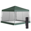 10' x 10' Pop Up Canopy, Foldable Canopy Tent with Carrying Bag, Mesh Sidewalls and 3-Level Adjustable Height for Outdoor, Garden, Patio, Party, Green