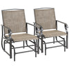 2 Pieces Rocking Chair Set, Outdoor Gliders Pack of 2 with Breathable Mesh Fabric, Steel Frame, Garden Patio, Dark Brown, Khaki