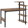 Compact Computer Desk Writing Table Modern Home Office w/ Shelf Rack Storage, Brown and Black