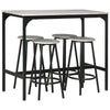 5-Piece Bar Table and Chairs Set, Industrial Space Saving Dining Table and 4 Round Bar Stools with Metal Frame for Pub, Dining Room, Gray