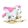 Kids Rocking Horse, Wooden Plush Ride-On Unicorn Chair Toy with Lullby Song for 18-36 months children