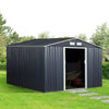 11' x 9' Metal Storage Shed Garden Tool House with Double Sliding Doors, 4 Air Vents for Backyard, Patio, Lawn Dark Grey