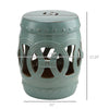 14" x 17" Ceramic Side Table Garden Stool with Knotted Ring Design & Glazed Strong Materials, Antique Blue