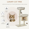 3-Level Cat Tree with Scratching Posts Cat Tower with Funny Cat Badminton Soft Cushion Multi-Platforms Natural