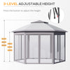 13'x11' Pop Up Gazebo, Double Roof Canopy Tent with Mesh Sidewalls, Height Adjustable and Carrying Bag, Event Tent for Patio Backyard, Grey