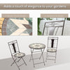 3-Piece Patio Bistro Set, Mosaic Table and 2 Armless Chairs with Foldable Design, Metal Frame for Garden, Poolside, Coffee