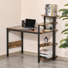 Compact Computer Desk Writing Table Modern Home Office w/ Shelf Rack Storage, Brown and Black