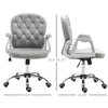 Swivel Chair Ergonomic Chair Middle Back Height Adjustable Office Chair Tufted Backrest Swivel Roller Task Chair with Faux Diamond, Grey