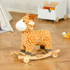 2-IN-1 Kids Plush Ride-On Rocking Gliding Horse Giraffe-shaped for Child Yellow