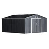 13' x 11' Metal Storage Shed Garden Tool House with Double Sliding Doors, 4 Air Vents for Backyard, Patio, Lawn Dark Grey