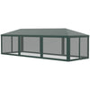 10' x 28' Party Tent Canopy, Outdoor Event Shelter Gazebo with 8 Removable Mesh Sidewalls, Zipper Doors, Steel Frame, Green