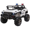 Kids Ride-On Car 12V RC 2-Seater Police Truck Electric Car For Kids with Full LED Lights, MP3, Parental Remote Control, White