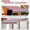 10' x 8' Manual Retractable Awning Sun Shade Shelter for Patio Deck Yard with UV Protection and Easy Crank Opening, Red Stripe