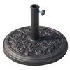 18" Round Resin Umbrella Base Stand Market Parasol Holder with Decorative Rose Floral Pattern & Easy Setup, for Î¦1.5", Î¦1.89" Pole, Bronze