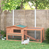 62" Wooden Rabbit Hutch Outdoor Guinea Pig Pet House/Animal Habitat with Detachable Run & Elevated Main House