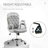 Swivel Chair Ergonomic Chair Middle Back Height Adjustable Office Chair Tufted Backrest Swivel Roller Task Chair with Faux Diamond, Grey