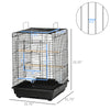 23" Bird Cage Flight Parrot House Cockatiels Playpen with Open Play Top and Feeding Bowl Perch Pet Furniture Black