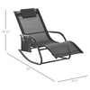 Outdoor Rocking Chair, Patio Sling Sun Lounger, Pocket, Recliner Rocker, Lounge Chair with Detachable Pillow for Deck, Garden or Pool, Black