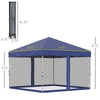 10' x 10' Pop Up Canopy Party Tent with 3-Level Adjustable Height, Easy Move Roller Bag, Blue