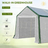 20' L x 10' W x 8' H Heavy-duty Greenhouse Walk-in Hot House with Windows and Roll Up Door, PE Cover, Steel Frame, White