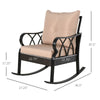 Outdoor Wicker Rocking Chair with Padded Cushions, Aluminum Furniture Rattan Porch Rocker Chair w/ Armrest for Garden, Patio, Khaki