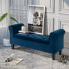 Button-Tufted Storage Ottoman Bench, Upholstered Bed Bench with Rolled Armrests for Bedroom, Living Room or Hallway, Blue