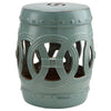 14" x 17" Ceramic Side Table Garden Stool with Knotted Ring Design & Glazed Strong Materials, Antique Blue