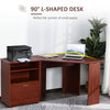 Computer Desk with Printer Cabinet, L-Shaped Corner Desk with Storage, Study PC Workstation for Home Office, Cherry