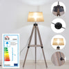 Multifunctional Floor Lamp with Shelf Height Adjustable Standing Lamp 2-in-1 Cloth Lampshade E26 Lamp Holder Solid Wood Tripod Living Room