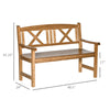 2-Seater Wooden Garden Bench 4FT Outdoor Patio Loveseat for Yard, Lawn, Porch, Natural Wood