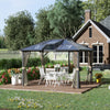 12' x 10' Hardtop Polycarbonate Gazebo Canopy Aluminum Frame Pergola with Top Vent and Netting for Garden, Patio, Grey