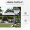 13' x 10' Patio Gazebo Outdoor Canopy Shelter with Sidewalls, Double Vented Roof, Steel Frame for Garden, Lawn, Backyard and Deck, Grey