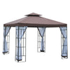 10'x10' Outdoor Gazebo, Double Tiered Canopy Tent with Mosquito Netting, and Steel Frame for Patio, Backyards and Parties, Coffee