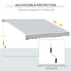 12' x 8' Patio Awning Canopy Retractable Sun Shade Shelter with Manual Crank Handle for Patio, Deck, Yard, Light Grey