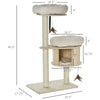 3-Level Cat Tree with Scratching Posts Cat Tower with Funny Cat Badminton Soft Cushion Multi-Platforms Natural