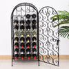 35 Bottle Wrought Iron Wine Rack Jail Metal Wine Rack with Lock, Black