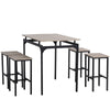 5 Piece Modern Dining Table and 4 Stools Industrial Dining Set with Footrest & Metal Legs, For Kitchen, Natural Wood