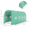 15' x 7' x 7' Walk-in Tunnel Hoop Greenhouse Polyethylene PE Cover, Steel Frame, Roll-Up Zipper Door & Windows for Flowers, Vegetables, Green