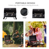 2 Burner Propane Gas Grill Outdoor Portable Tabletop BBQ with Foldable Legs, Lid, Thermometer for Camping, Picnic, Backyard, Black