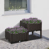 2-Piece Raised Garden Bed Planter Raised Bed with Self-Watering Design and Drainage Holes for Flowers, Brown