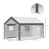 12' L x 7' W x 7' H Outdoor Walk-In Tunnel Greenhouse, Garden Warm Hot House with Roll Up Windows, Zippered Mesh Door, and Weather Cover, White/Dark Grey