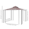 10'x10' Outdoor Gazebo, Double Tiered Canopy Tent with Mosquito Netting, and Steel Frame for Patio, Backyards and Parties, Coffee