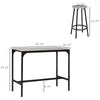 5-Piece Bar Table and Chairs Set, Industrial Space Saving Dining Table and 4 Round Bar Stools with Metal Frame for Pub, Dining Room, Gray