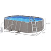 14' x 10' x 3' Above Ground Swimming Pool, Non-Inflatable Rectangular Steel Frame Pool with Filter Pump, Safety Ladder for 1-6 People, Gray