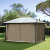 10' x 12' Universal Gazebo Sidewall Set with 4 Panels, Hooks/C-Rings Included for Pergolas & Cabanas, Brown