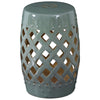 13" x 18" Ceramic Side Table Garden Stool with Knotted Ring Design & Glazed Strong Materials, Green