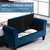 Button-Tufted Storage Ottoman Bench, Upholstered Bed Bench with Rolled Armrests for Bedroom, Living Room or Hallway, Blue